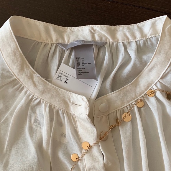 H&M NWT White Long Sleeve Blouse Top - Picture 4 of 5
